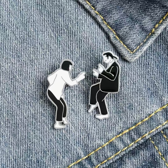 🎶 New! Set of 2 Pulp Fiction Movie Enamel Famous Dance Pins - Picture 3 of 7